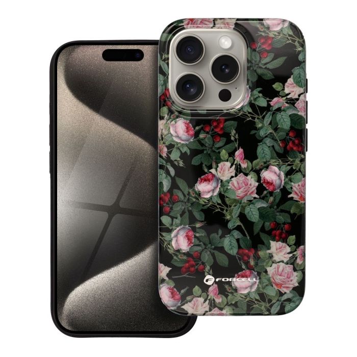 FORCELL F-PROTECT Mirage, Military Drop-Tested case compatible with MagSafe for IPHONE 15 PRO rose drama