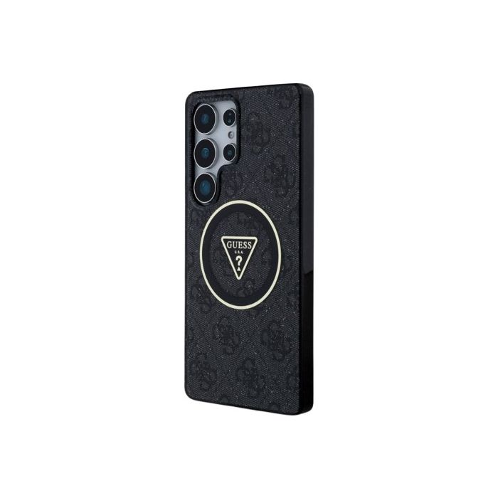 Obal Guess IML 4G Glitter and Triangle Logo MagSafe Samsung Galaxy S25 Ultra 5G S938 GUHMS25LHG4PRTGK Black