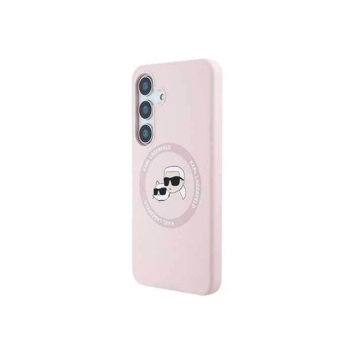 Obal Karl Lagerfeld Liquid Silicone K&CH Heads MagSafe Samsung Galaxy S25+ 5G S936 KLHMS25MSKCHTCP Pink