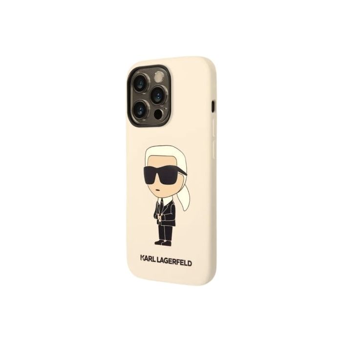Obal Karl Lagerfeld Liquid Silicone Ikonik NFT Apple iPhone 15 Beige