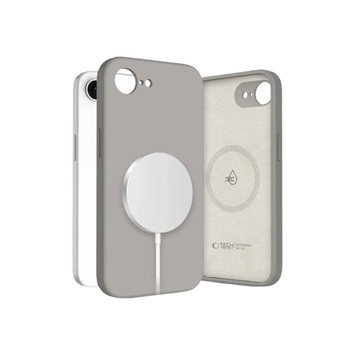 Obal Tech-Protect Liquid Silicone MagSafe Apple iPhone 16e sivý