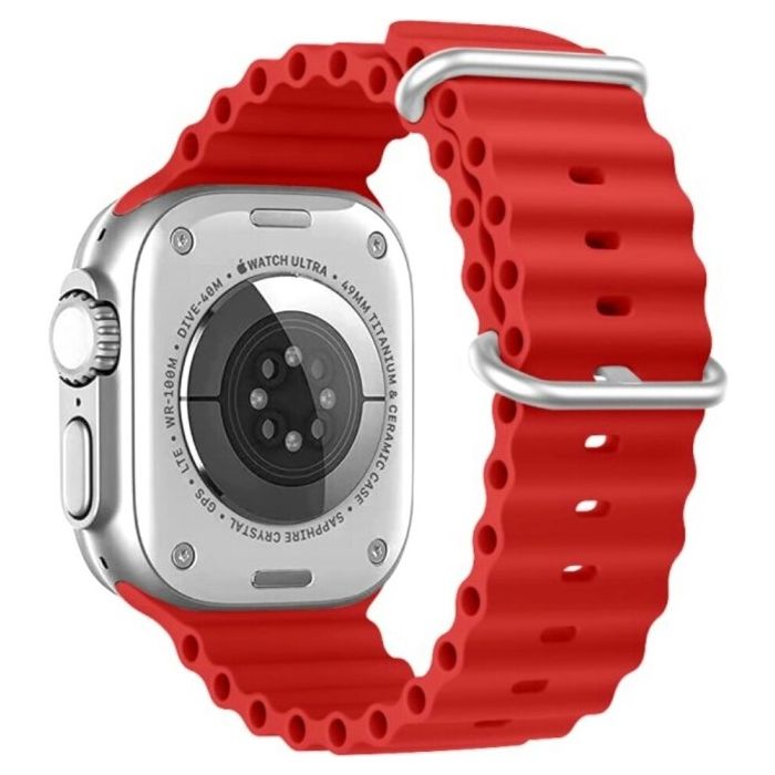 SWISSTEN remienok pre Apple Watch silikónový - Marine Straps 42/44/45/49 mm červený