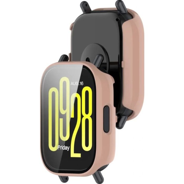 Ochranné puzdro/sklo Bizon Case PlusGlass Watch Xiaomi Redmi Watch 5 Active ružové