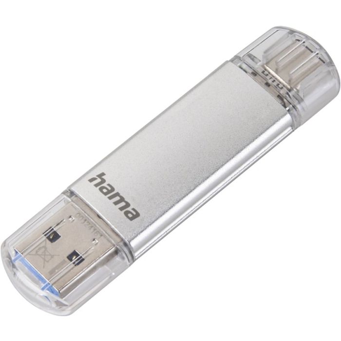 USB kľúč Hama Flash Pen Laeta, USB-C/USB-A 3.1, 64 GB, 40 MB/s, strieborný