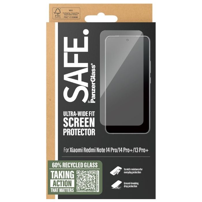SAFE - Tvrdené sklo UWF pre Xiaomi Redmi Note 14 Pro/14 Pro+/13 Pro+, čierna