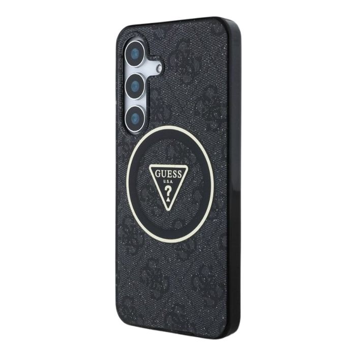 Obal Guess IML 4G Glitter and Triangle Logo MagSafe Samsung Galaxy S25 5G S931 GUHMS25SHG4PRTGK čierny