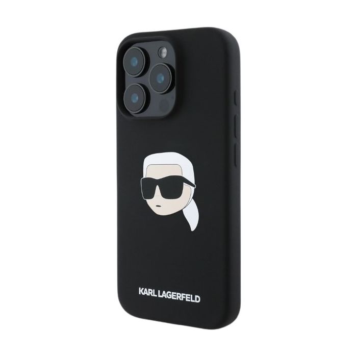 Obal Karl Lagerfeld Liquid Silicone Karl Head MagSafe Apple iPhone 16 Pro KLHMP16LSKHPPLK čierny