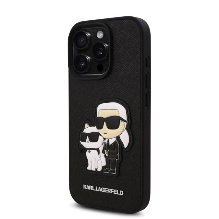 Obal Karl Lagerfeld PU Saffiano Karl and Choupette Apple iPhone 16 Pro Max KLHCP16XSANKCPK čierny