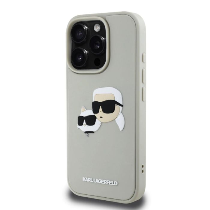 Obal Karl Lagerfeld 3D Rubber Double Heads Apple iPhone 16 Pro Max KLHCP16XRBCKCHLE béžový