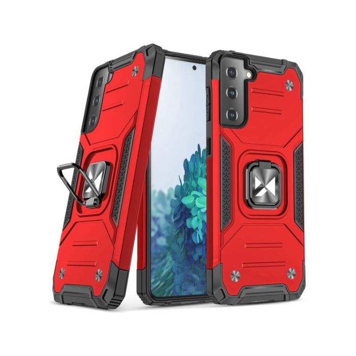 Obal Rugged Ring Armor Samsung Galaxy S22 5G S901 červený