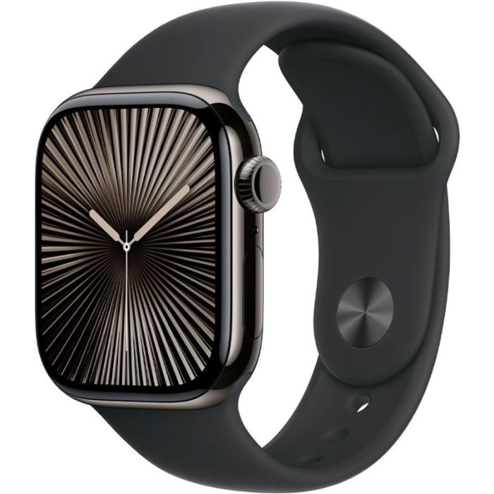 Apple Watch Series 10 GPS + Cellular 46mm Slate Titanium Case with Black Sport Band - M/L