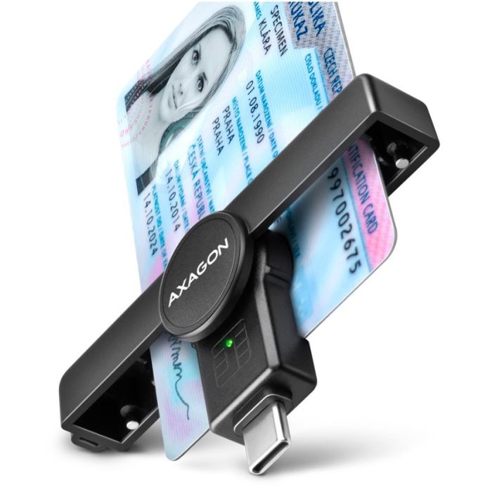 AXAGON CRE-SMPC, USB-C PocketReader čítačka kontaktných kariet Smart card (eObčianka, eID klient)