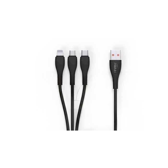 Mietubl MTB-DC0DT03, nabíjací a dátový kábel, 3in1 3A Micro/Type -C/ Lightning - čierny