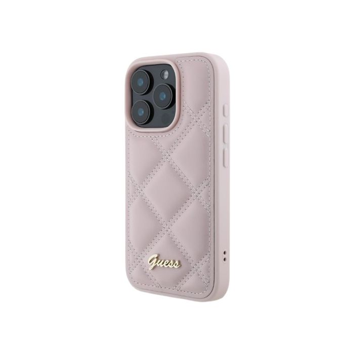 Obal Guess PU Leather Quilted Apple iPhone 16 Pro GUHCP16LPSQSQSP Pink