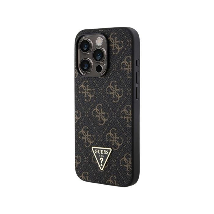 Obal Guess PU Leather 4G Triangle Metal Logo Apple iPhone 16 Pro GUHCP16LPG4GPK Black
