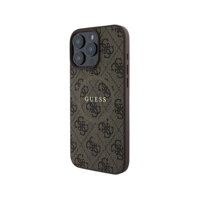 Obal Guess PU Leather 4G Colored Ring MagSafe Apple iPhone 16 Pro GUHMP16LG4GFRW Brown