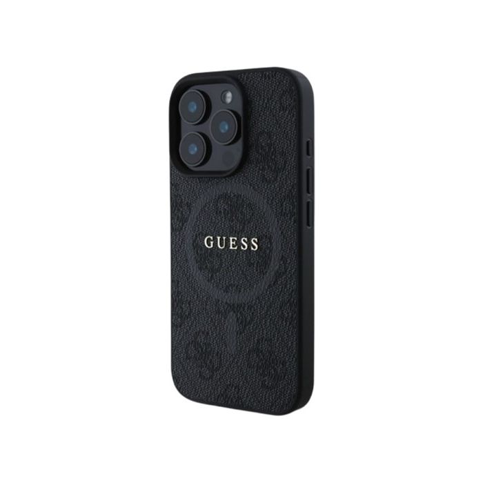 Obal Guess PU Leather 4G Colored Ring MagSafe Apple iPhone 16 Pro GUHMP16LG4GFRK Black