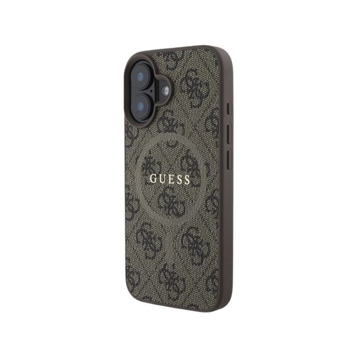 Obal Guess PU Leather 4G Colored Ring MagSafe Apple iPhone 16 Plus GUHMP16MG4GFRW Brown