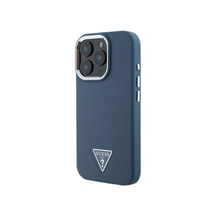 Obal Guess PU Grained Triangle Logo Apple iPhone 16 Pro Max GUHMP16XPGTSPSB Blue