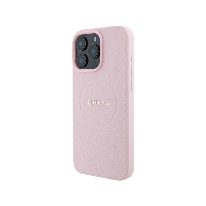 Obal Guess PU Grained Classic Logo MagSafe Apple iPhone 16 Pro GUHMP16LPGHSMMP Pink