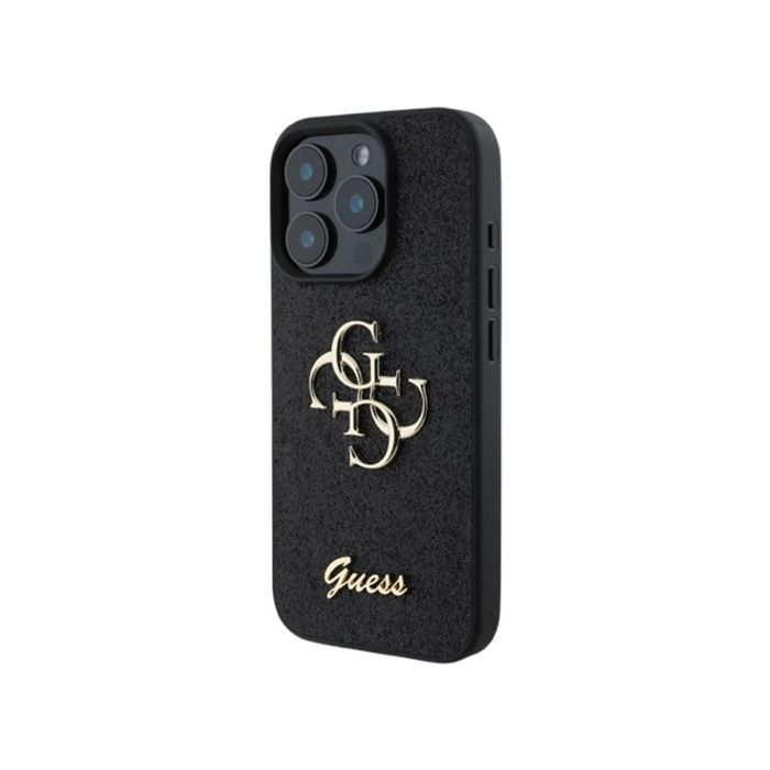 Obal Guess PU Fixed Glitter 4G Metal Logo Apple iPhone 16 Pro GUHCP16LHG4SGK Black