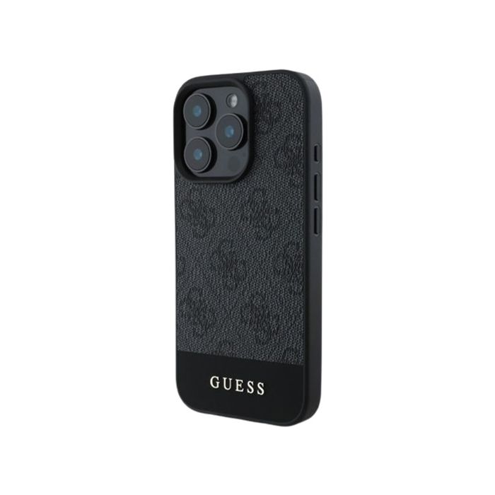 Obal Guess PU 4G Stripe Apple iPhone 16 Pro GUHCP16LG4GLGR Grey