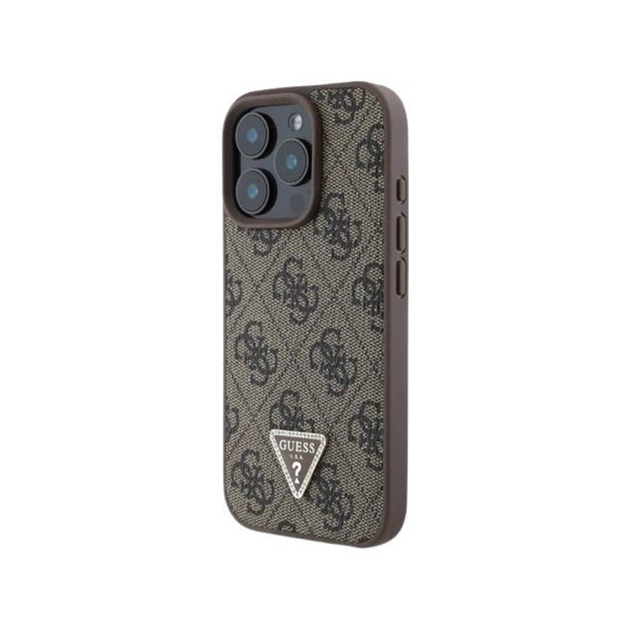 Obal Guess PU 4G Strass Triangle Metal Logo Apple iPhone 16 Pro GUHCP16LP4TDPW Brown