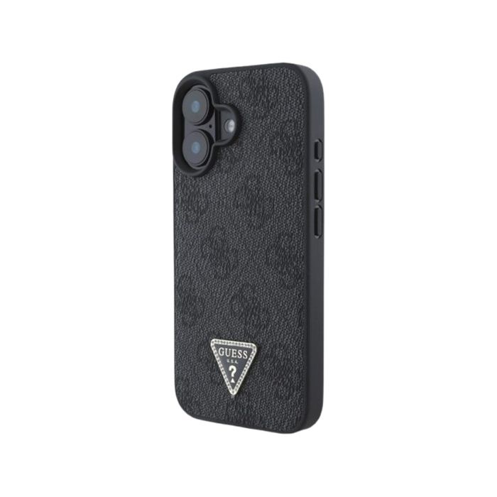 Obal Guess PU 4G Strass Triangle Metal Logo Apple iPhone 16 GUHCP16SP4TDPK Black