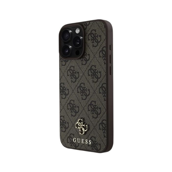 Obal Guess PU 4G Small Metal Logo MagSafe Apple iPhone 16 Pro  GUHMP16LP4SM4MW Brown