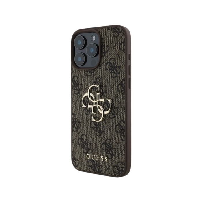 Obal Guess PU 4G Metal Logo Apple iPhone 16 Pro GUHCP16L4GMGBR Brown