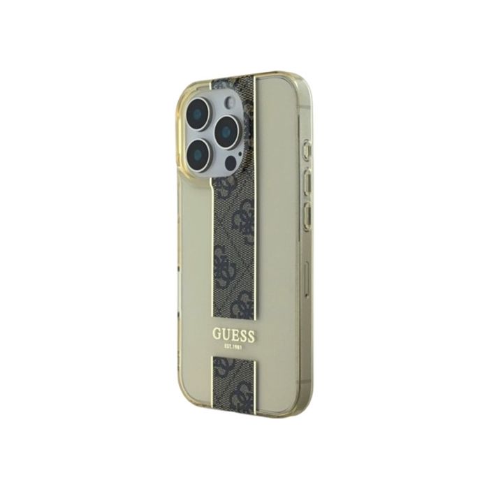 Obal Guess IML Middle 4G Stripe Apple iPhone 16 Pro Max GUHCP16XHS4PPW Brown