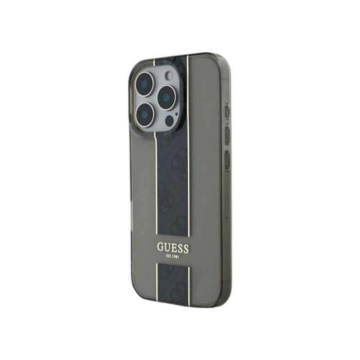 Obal Guess IML Middle 4G Stripe Apple iPhone 16 Pro Max GUHCP16XHS4PPK Black