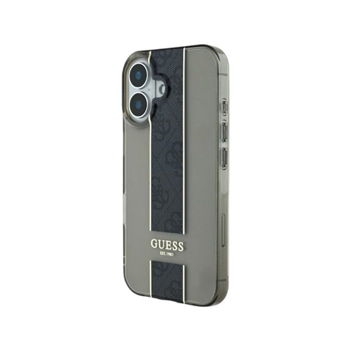 Obal Guess IML Middle 4G Stripe Apple iPhone 16 GUHCP16SHS4PPK Black