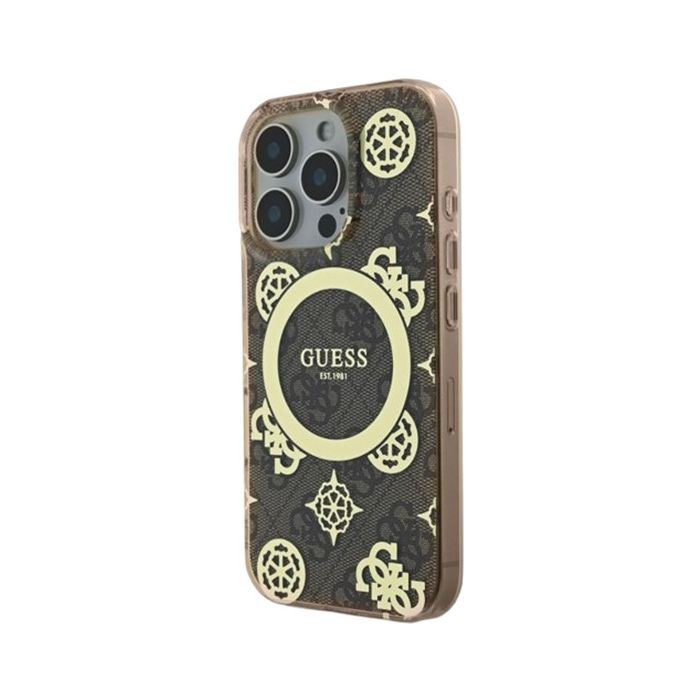 Obal Guess IML 4G Peony MagSafe Apple iPhone 16 Pro GUHMP16LH4PYEEW Brown