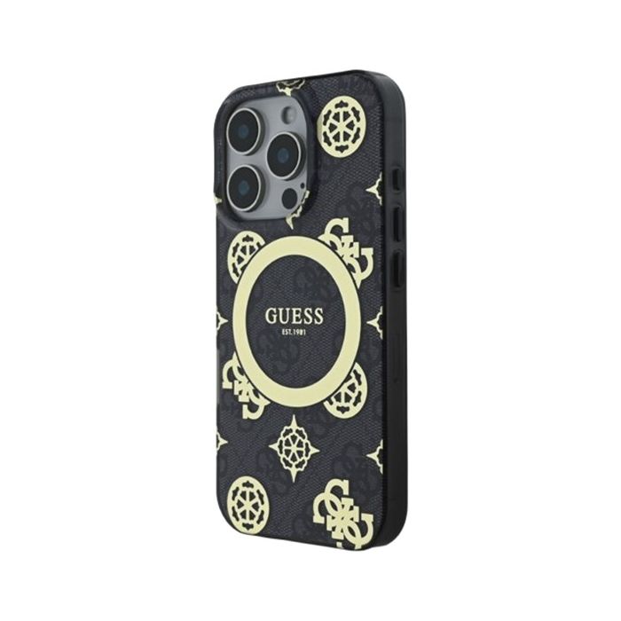 Obal Guess IML 4G Peony MagSafe Apple iPhone 16 Pro Max GUHMP16XH4PYEEK Black