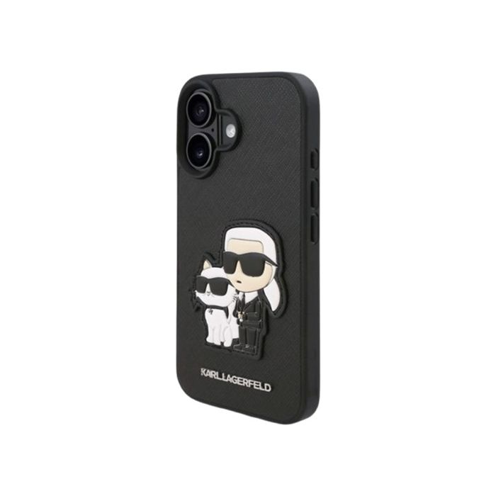 Obal Karl Lagerfeld PU Saffiano Karl and Choupette Apple iPhone 16 Plus KLHCP16MSANKCPK Black