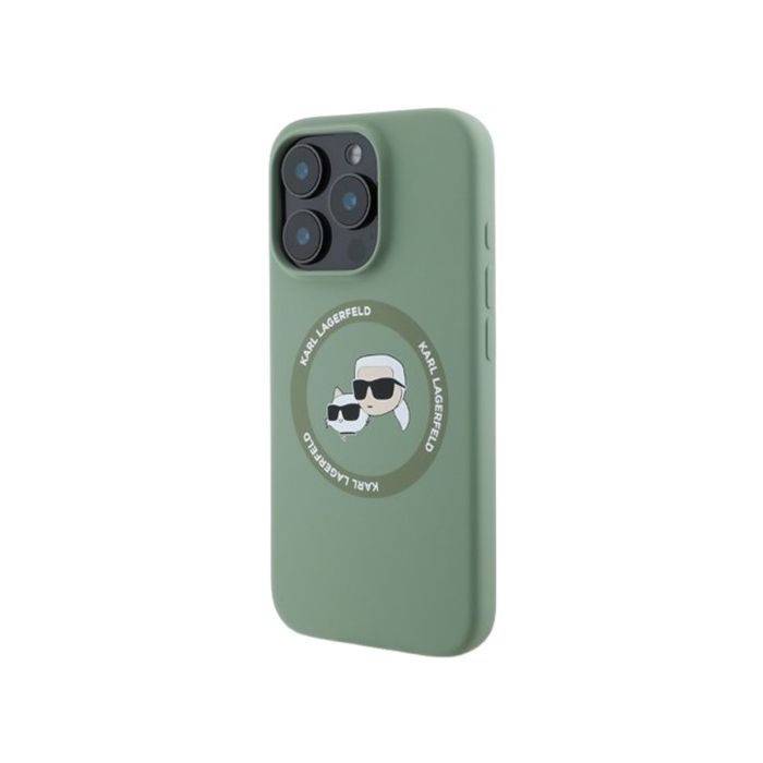 Obal Karl Lagerfeld Liquid Silicone K&CH Heads MagSafe Apple iPhone 16 Pro Max KLHMP16XSKCHTCA Kaki