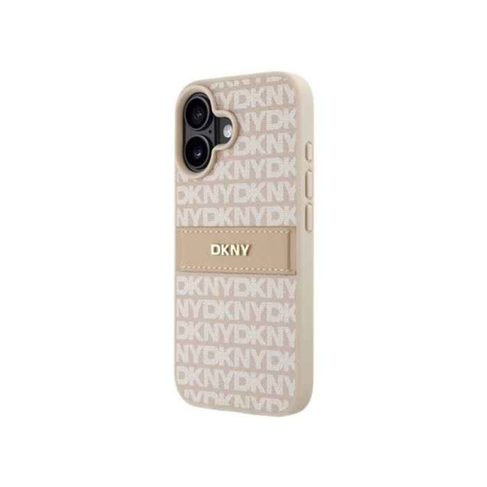 Obal DKNY PU Leather Repeat Pattern Tonal Stripe Apple iPhone 16 DKHCP16SPRTHSLP Pink