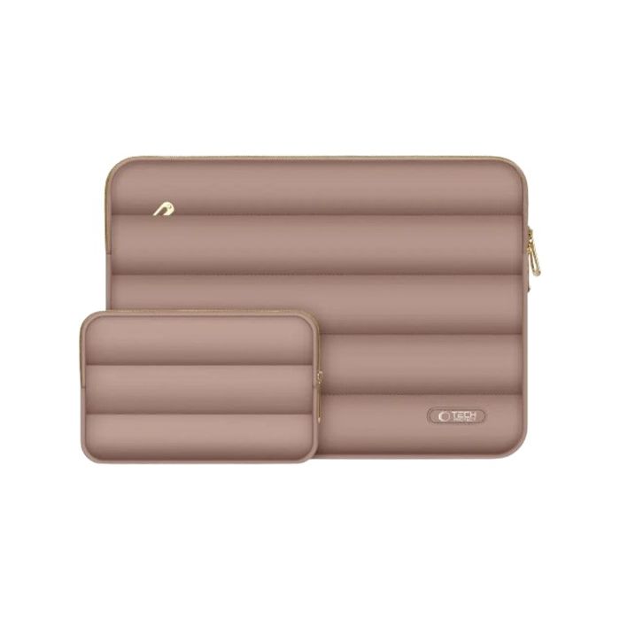 Tech-Protect Puffy Laptop 13-14" case + accessory bag, hnedý, obal na notebook