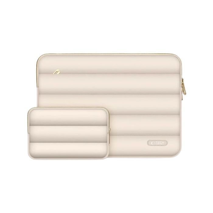 Tech-Protect Puffy Laptop 13-14" case + accessory bag, béžový, obal na notebook