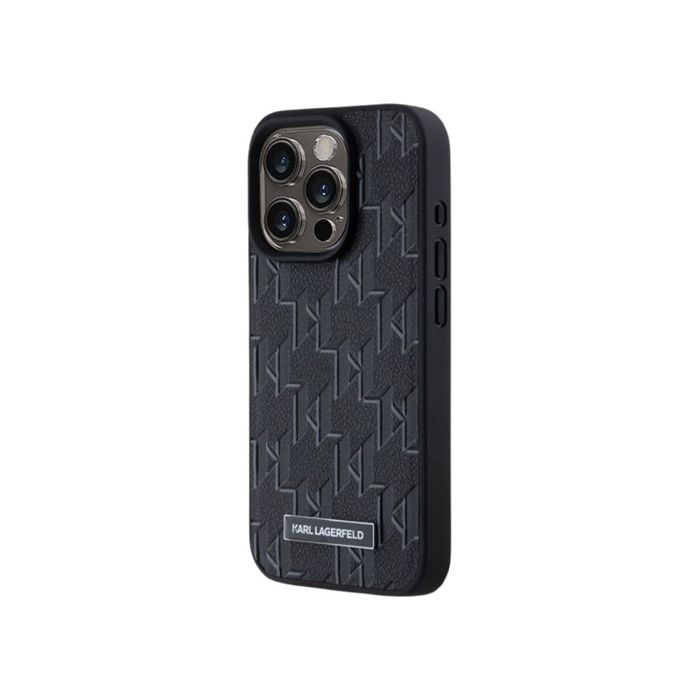 Obal Karl Lagerfeld PU Leather Monogram Metal Logo Magsafe Apple iPhone 15 Pro Max KLHMP15XPKHPORPK Black