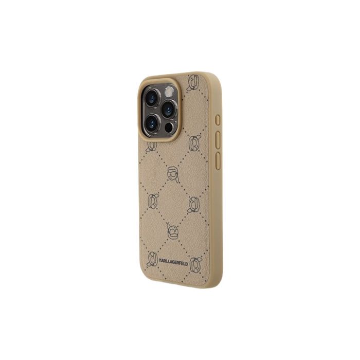 Obal Karl Lagerfeld PU Karl Heads Pattern Magsafe Apple iPhone 15 Pro KLHMP15LPGKHPHE Beige