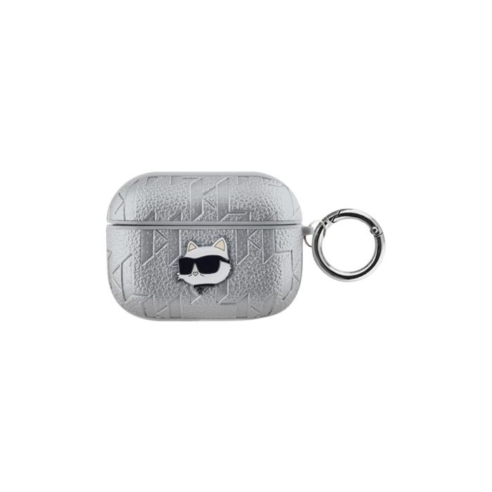 Obal Karl Lagerfeld PU Embossed Choupette Head Apple AirPods Pro KLAPPGCHPS Silver