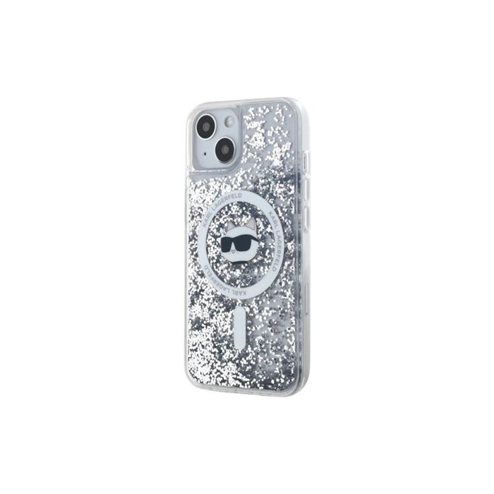 Obal Karl Lagerfeld Liquid Glitter Choupette Head Magsafe Apple iPhone 15 KLHMP15SLGCHSGH Transparent