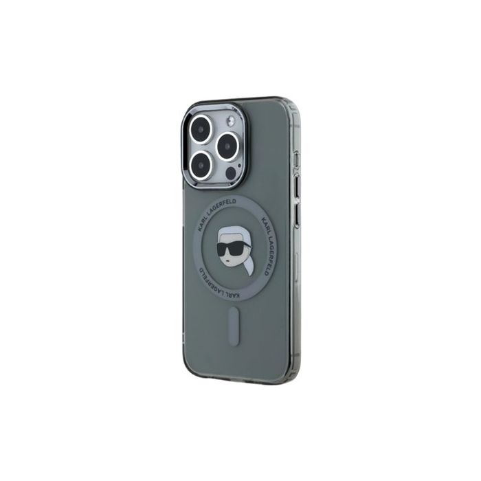 Obal Karl Lagerfeld IML Karl Head Metal Frame MagSafe Apple iPhone 15 Pro Max KLHMP15XHLSKIK Black
