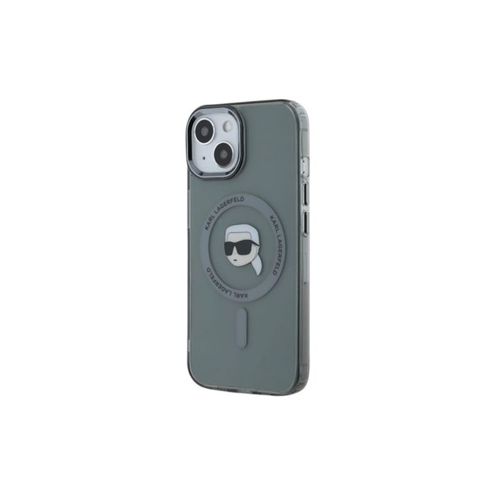 Obal Karl Lagerfeld IML Karl Head Metal Frame MagSafe Apple iPhone 15 KLHMP15SHLSKIK Black