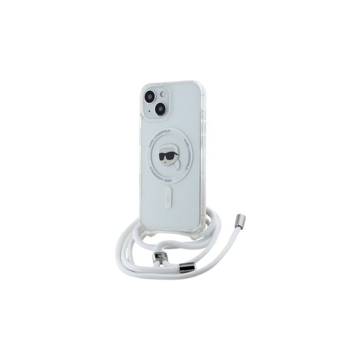 Obal Karl Lagerfeld IML Crossbody Karl Head Magsafe Apple iPhone 15 KLHMP15SHCKHNT Transparent