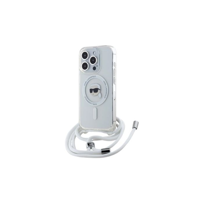 Obal Karl Lagerfeld IML Crossbody Karl Head MagSafe Apple iPhone 15 Pro Max KLHMP15XHCKHNT Transparent