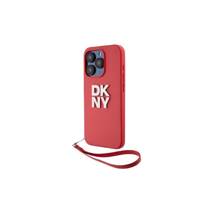 Obal DKNY PU Leather Stack Logo Wrist Strap Apple iPhone 15 Pro Max DKHCP15XPBSWSP Pink