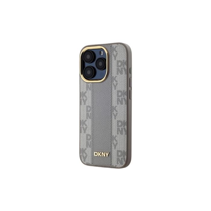 Obal DKNY PU Leather Checkered Pattern Magsafe Apple iPhone 15 Pro Max DKHMP15XPCPVSLE Beige